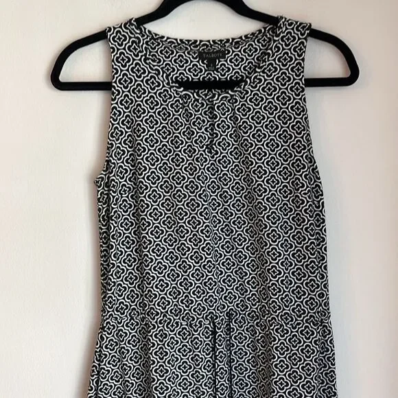 Talbots Avalon Tiles Jersey Maxi Dress Black White Geometric Maxi SM women’s EUC - Picture 6 of 14